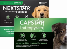 CAPSTAR Flea Treatment for Dogs Over 25 lbs (6 Doses)   NEXTSTAR Flea and Tick Prevention for Large Dogs 45-88 lbs (3 Doses) Bundle