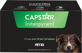 Capstar(nitenpyram) for Dogs Fast-Acting Oral Flea Treatment for Dogs Over 25 lbs, Vet-Recommended Medication Tablets Start Killing in 30 Minutes, 60 Doses