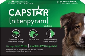 CAPSTAR Oral Flea Treatment for Dogs, Fast Acting Tablets Start Killing Fleas in 30 Minutes, Medium & Large Dogs (Over 25 lbs), 6 Doses