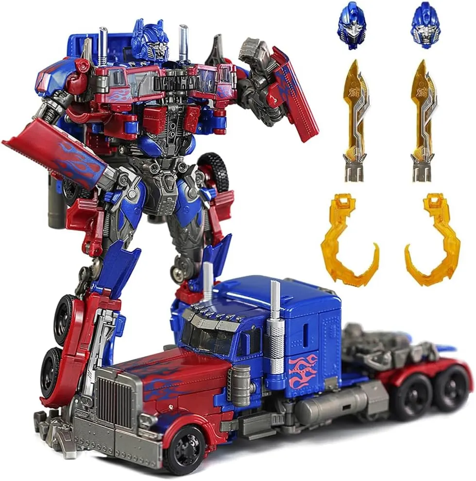 Car Robot Toys, Deformation Toy Cars, Transformation Action Figure with Two Extra Interchangeable Head - Part of Alloy 7.1 Inches