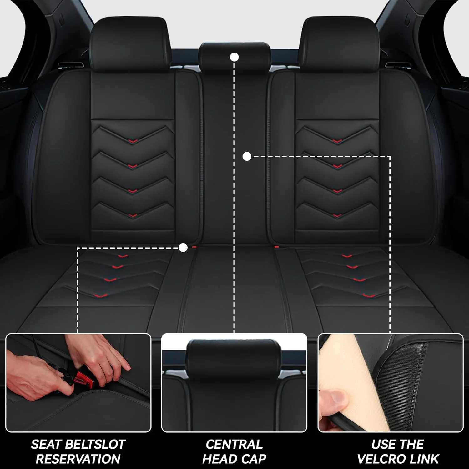 Car Seat Covers for Volkswagen Atlas 2018-2025, Waterproof Nappa Leather Seat Cover, Anti-Slip Car Seat Covers, Airbag Compatible, Automobile Seat Covers Sets.(Standard 5 Seats/Black)