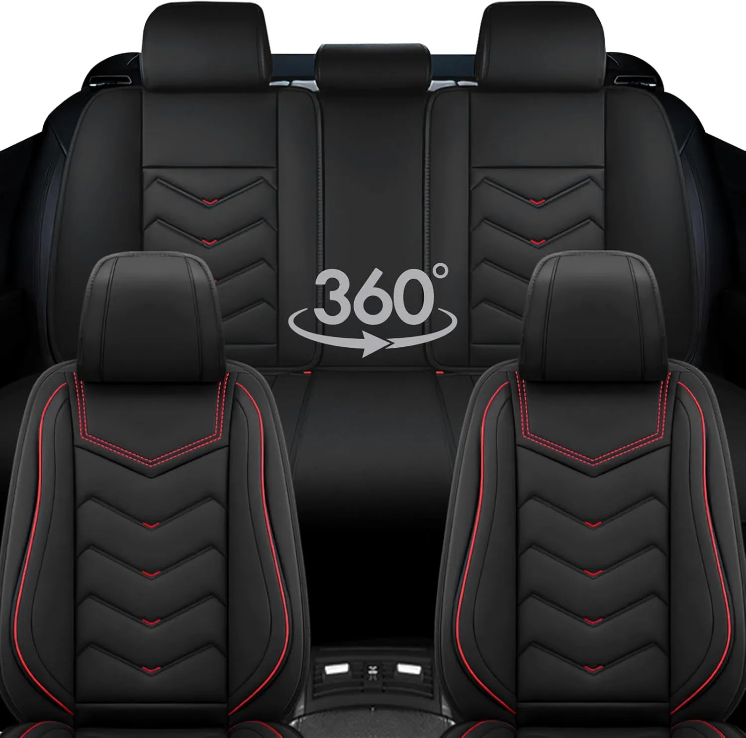 Car Seat Covers for Volkswagen Atlas 2018-2025, Waterproof Nappa Leather Seat Cover, Anti-Slip Car Seat Covers, Airbag Compatible, Automobile Seat Covers Sets.(Standard 5 Seats/Black)