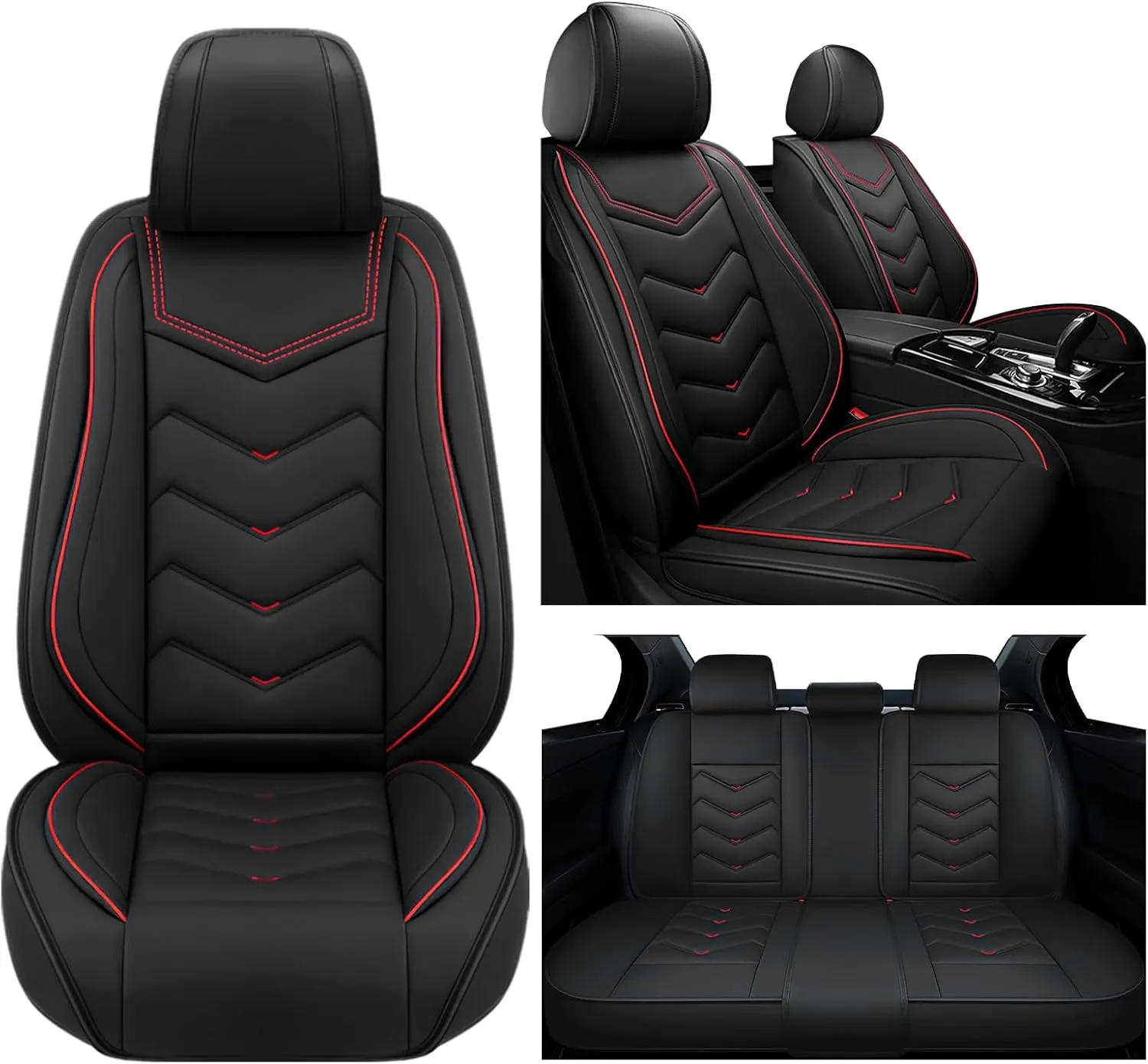 Car Seat Covers for Volkswagen Atlas 2018-2025, Waterproof Nappa Leather Seat Cover, Anti-Slip Car Seat Covers, Airbag Compatible, Automobile Seat Covers Sets.(Standard 5 Seats/Black)