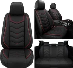 Car Seat Covers for Volkswagen Atlas 2018-2025, Waterproof Nappa Leather Seat Cover, Anti-Slip Car Seat Covers, Airbag Compatible, Automobile Seat Covers Sets.(Standard 5 Seats/Black)