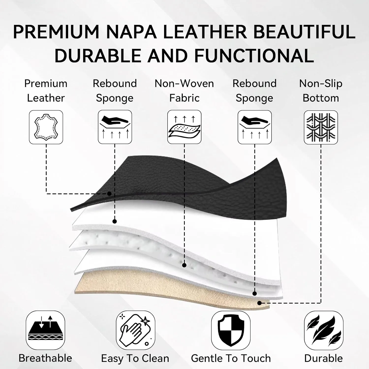 Car Seat Covers for Volkswagen Atlas 2018-2025, Waterproof Nappa Leather Seat Cover, Anti-Slip Car Seat Covers, Airbag Compatible, Automobile Seat Covers Sets.(Standard 5 Seats/Black)