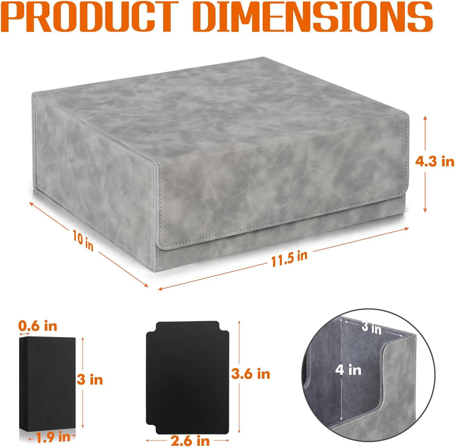 Card Deck Box for Trading Cards with 10 Dividers, Magnetic Storage Box Fit 1800  Single Sleeved Cards, Card Holder Case for MTG, TCG, Sport card and Magic cards (Gray)
