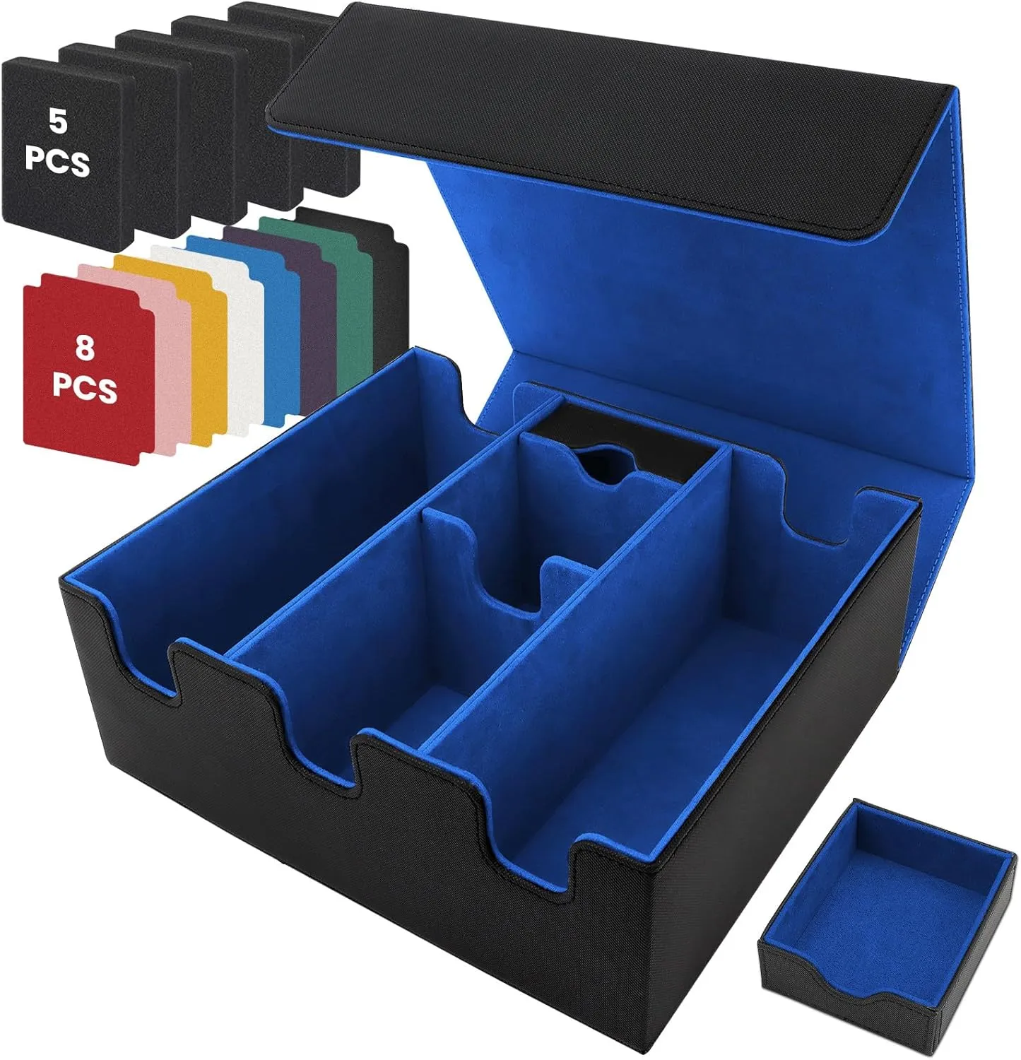 Card Storage Box for Trading Cards, Holds 5 MTG Decks Card Box or 2200  Cards, Leather Magnetic Closure TCG Storage Box for MTG, YuGiOh, Sports Cards, with 13 Card Dividers & Dice Tray