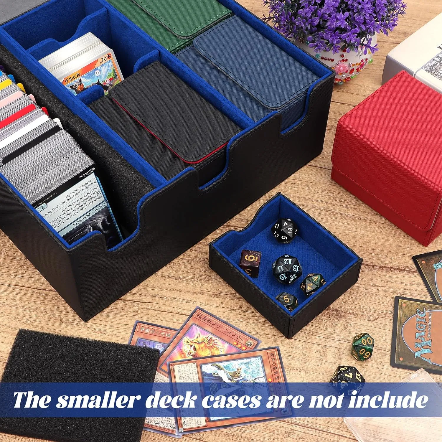 Card Storage Box for Trading Cards, Holds 5 MTG Decks Card Box or 2200  Cards, Leather Magnetic Closure TCG Storage Box for MTG, YuGiOh, Sports Cards, with 13 Card Dividers & Dice Tray