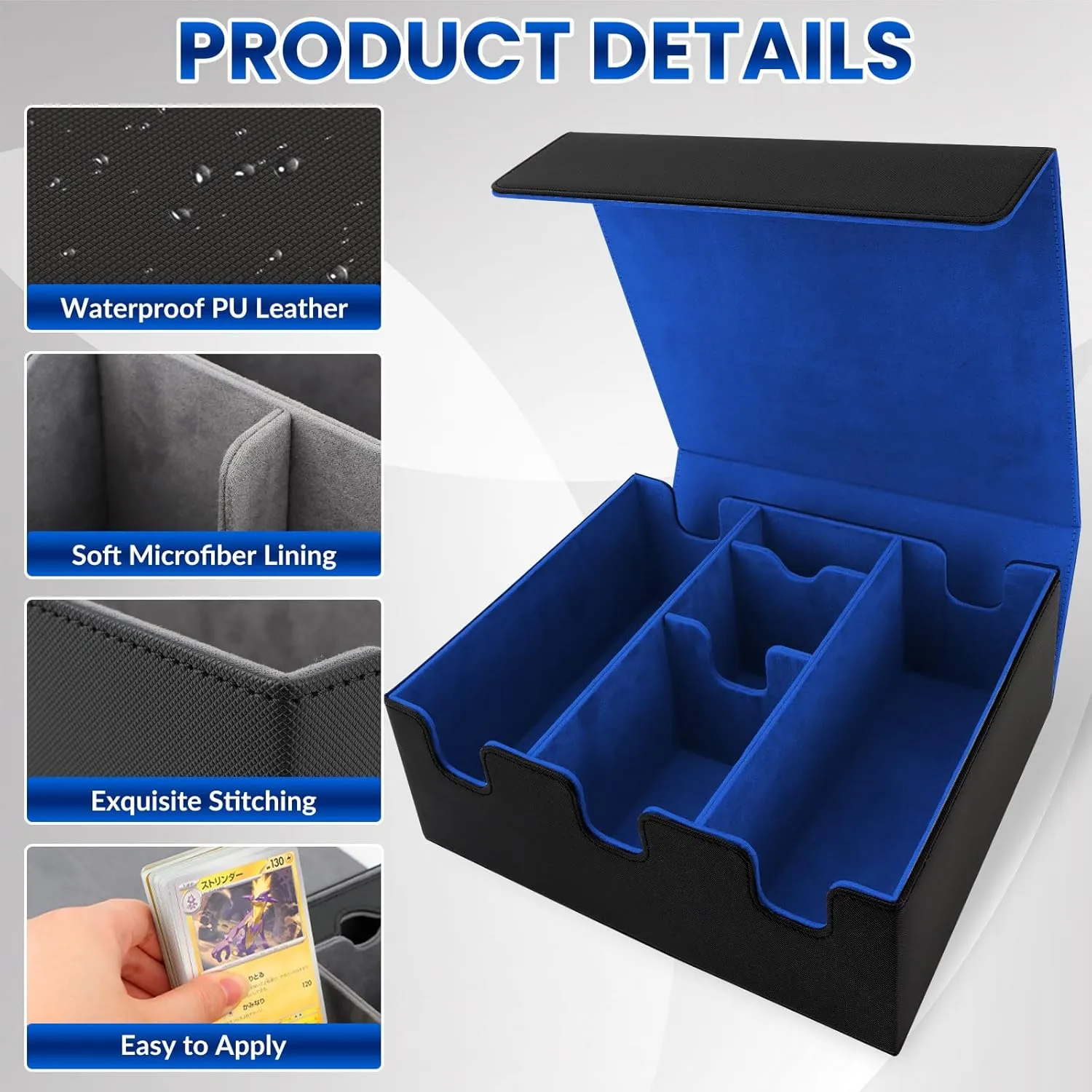 Card Storage Box for Trading Cards, Holds 5 MTG Decks Card Box or 2200  Cards, Leather Magnetic Closure TCG Storage Box for MTG, YuGiOh, Sports Cards, with 13 Card Dividers & Dice Tray