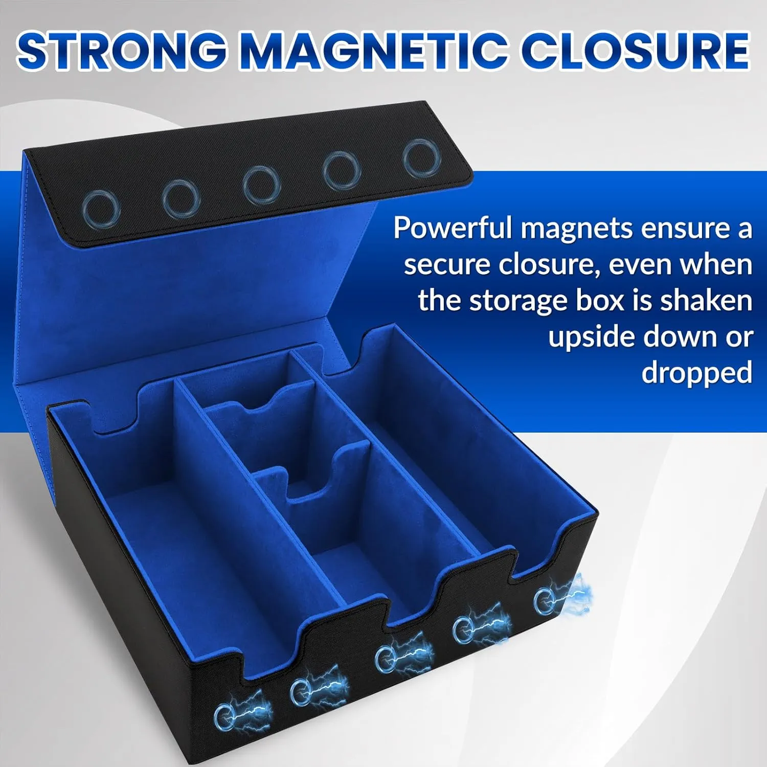 Card Storage Box for Trading Cards, Holds 5 MTG Decks Card Box or 2200  Cards, Leather Magnetic Closure TCG Storage Box for MTG, YuGiOh, Sports Cards, with 13 Card Dividers & Dice Tray