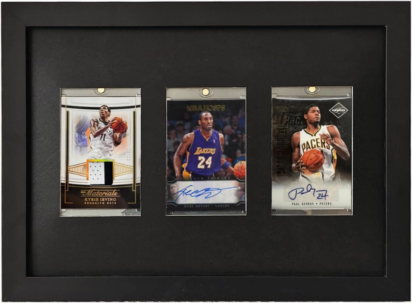 Card Display Case，12.8"x9.4" Trading Card Display Case，3 Display Case for Cards，Solid Wood HD Glass Sports Card Display Case，for Baseball，Basketball，Hockey，Wall and Tabletop Display(Black)