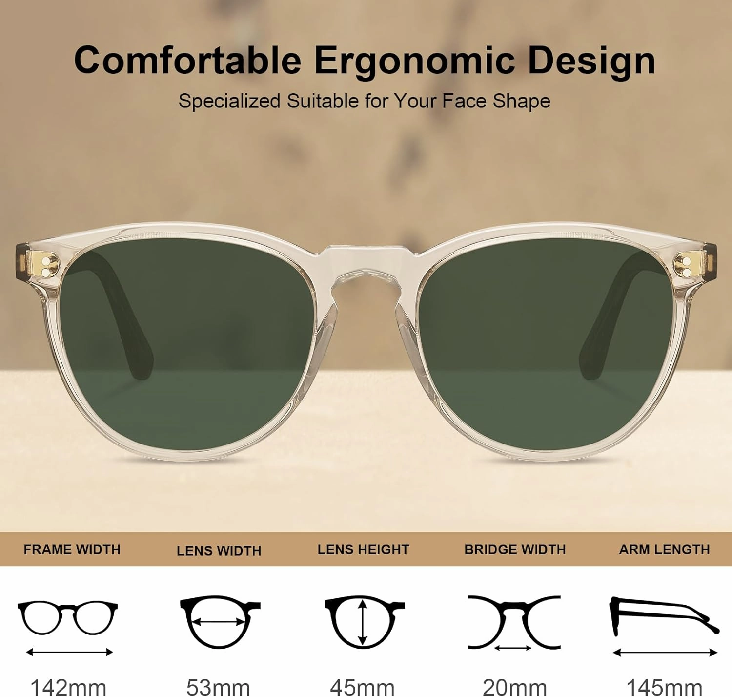 CARFIA Acetate Polarized Sunglasses for Men Trendy Retro Sun Glasses CA2307