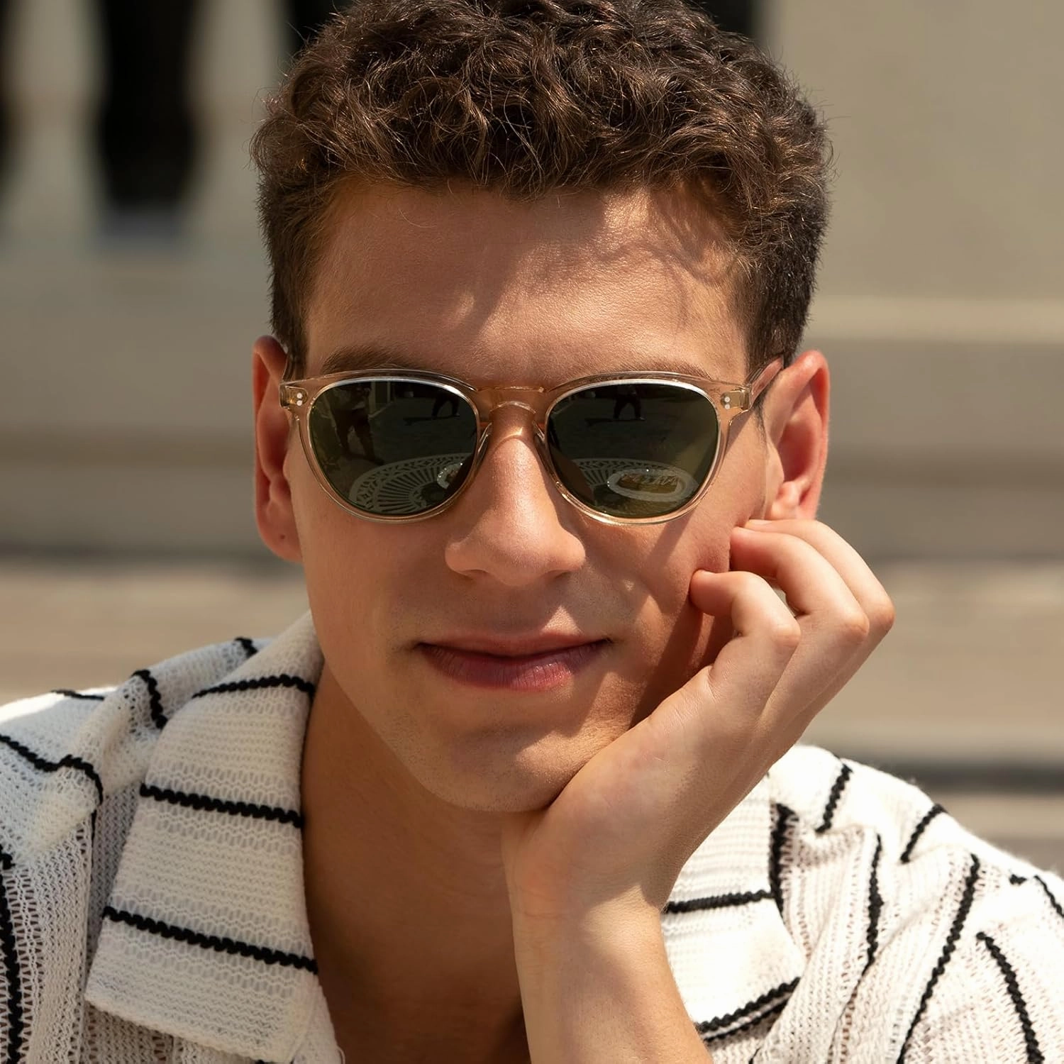 CARFIA Acetate Polarized Sunglasses for Men Trendy Retro Sun Glasses CA2307