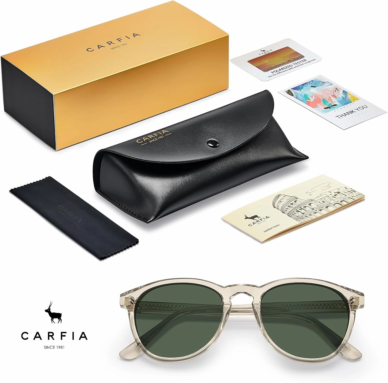 CARFIA Acetate Polarized Sunglasses for Men Trendy Retro Sun Glasses CA2307