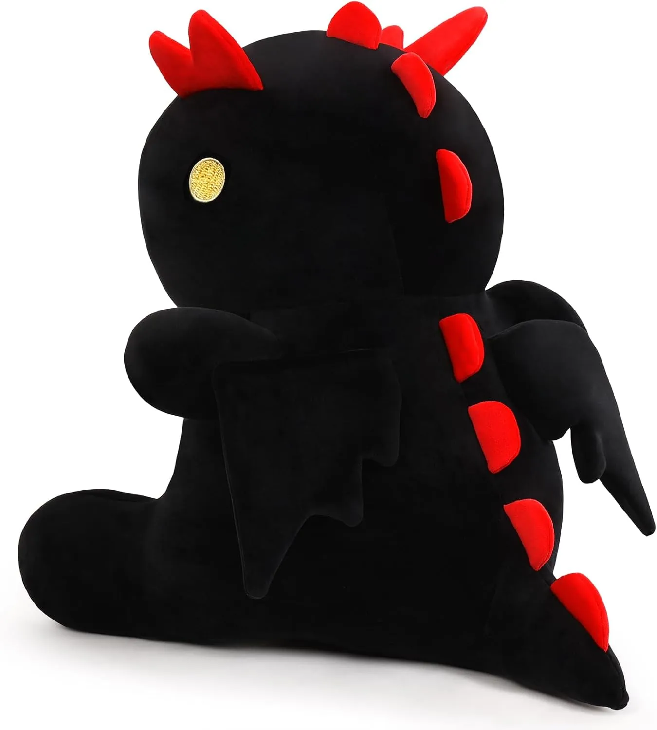 Cartoon Funny Plush Dinosaur with Wing, Soft Kids Plush Toy Pillow, Stuffed Animals Dinosaur Toy Gift for Kids and Girls (Black&Red,15.7in/40cm)