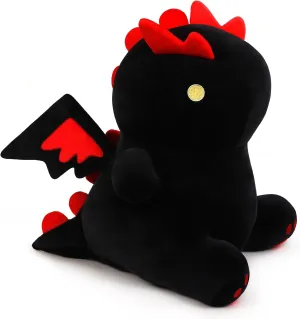 Cartoon Funny Plush Dinosaur with Wing, Soft Kids Plush Toy Pillow, Stuffed Animals Dinosaur Toy Gift for Kids and Girls (Black&Red,15.7in/40cm)