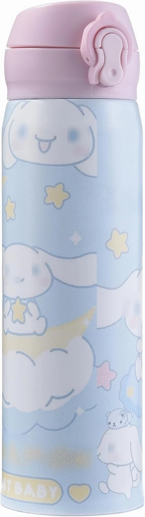 Cartoon Anime Water Bottle, 500ml Reusable Cup for Girls (blue01)