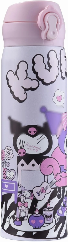 Cartoon Anime Water Bottle, 500ml Reusable Cup for Girls (purple02)