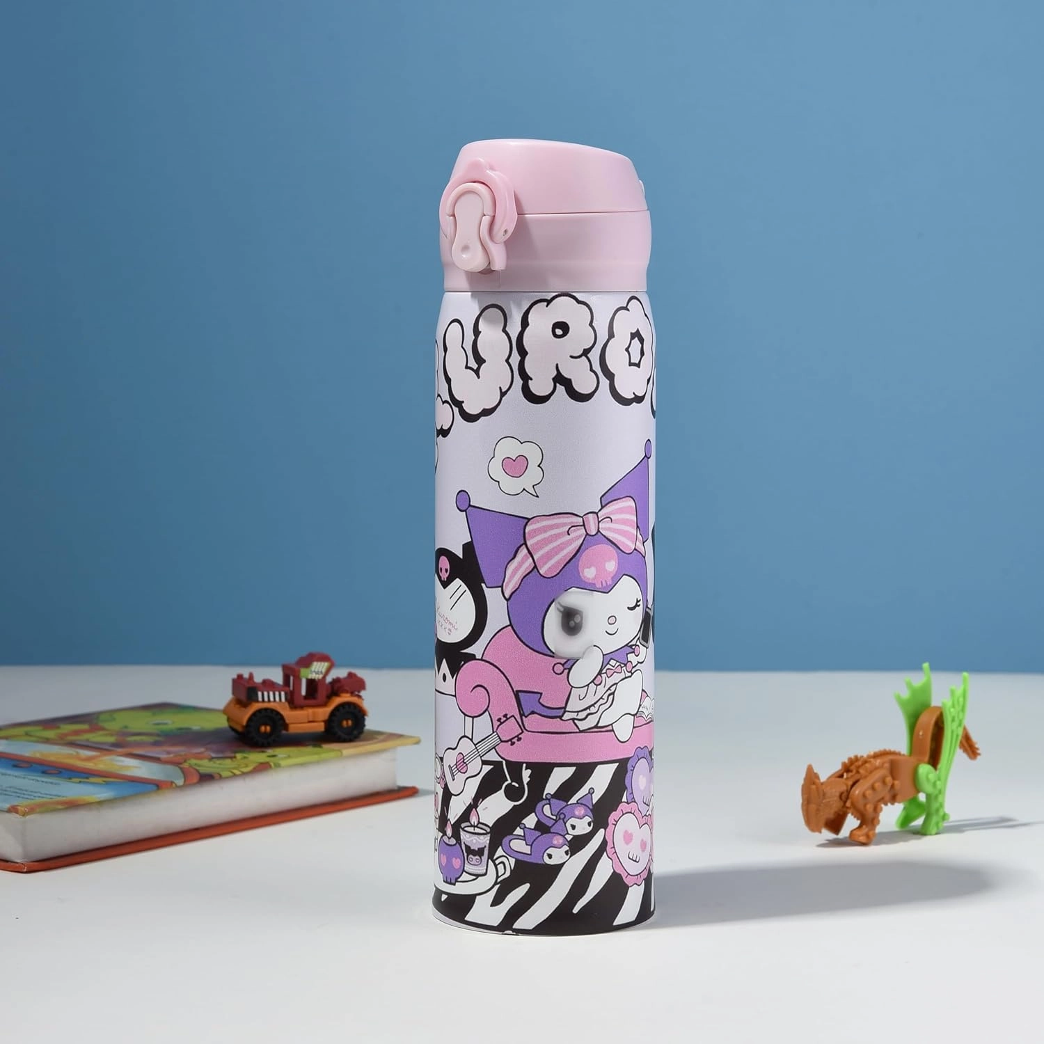 Cartoon Anime Water Bottle, 500ml Reusable Cup for Girls (purple02)