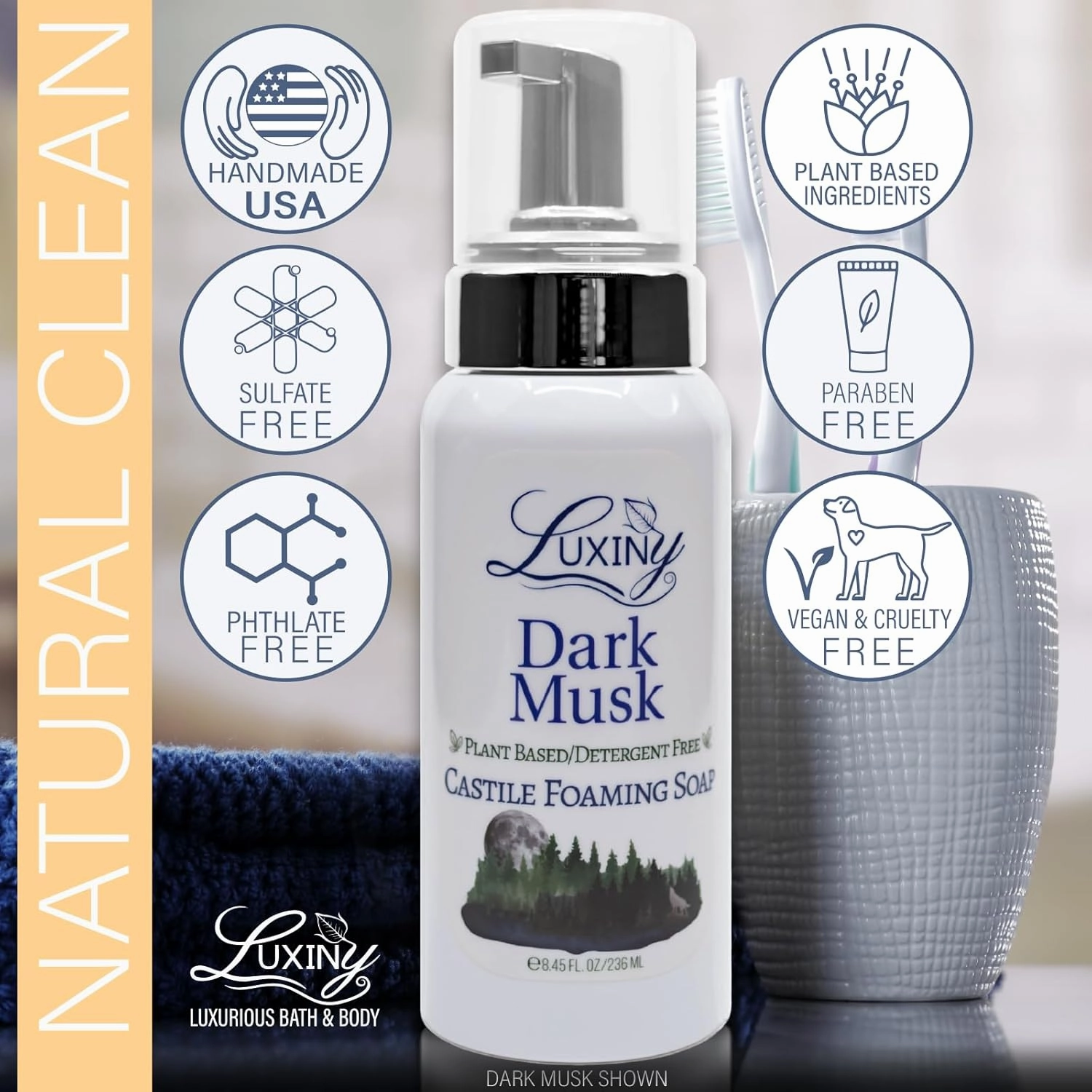 Castile soap, Liquid Foaming Hand Soap, All Natural Moisturizing Hand Wash for the Kitchen & Bathroom, Palm Oil Free, Vegan & Cruelty Free, Made in the USA, 8.45 oz., 2 Pack (Tea Tree Citrus)