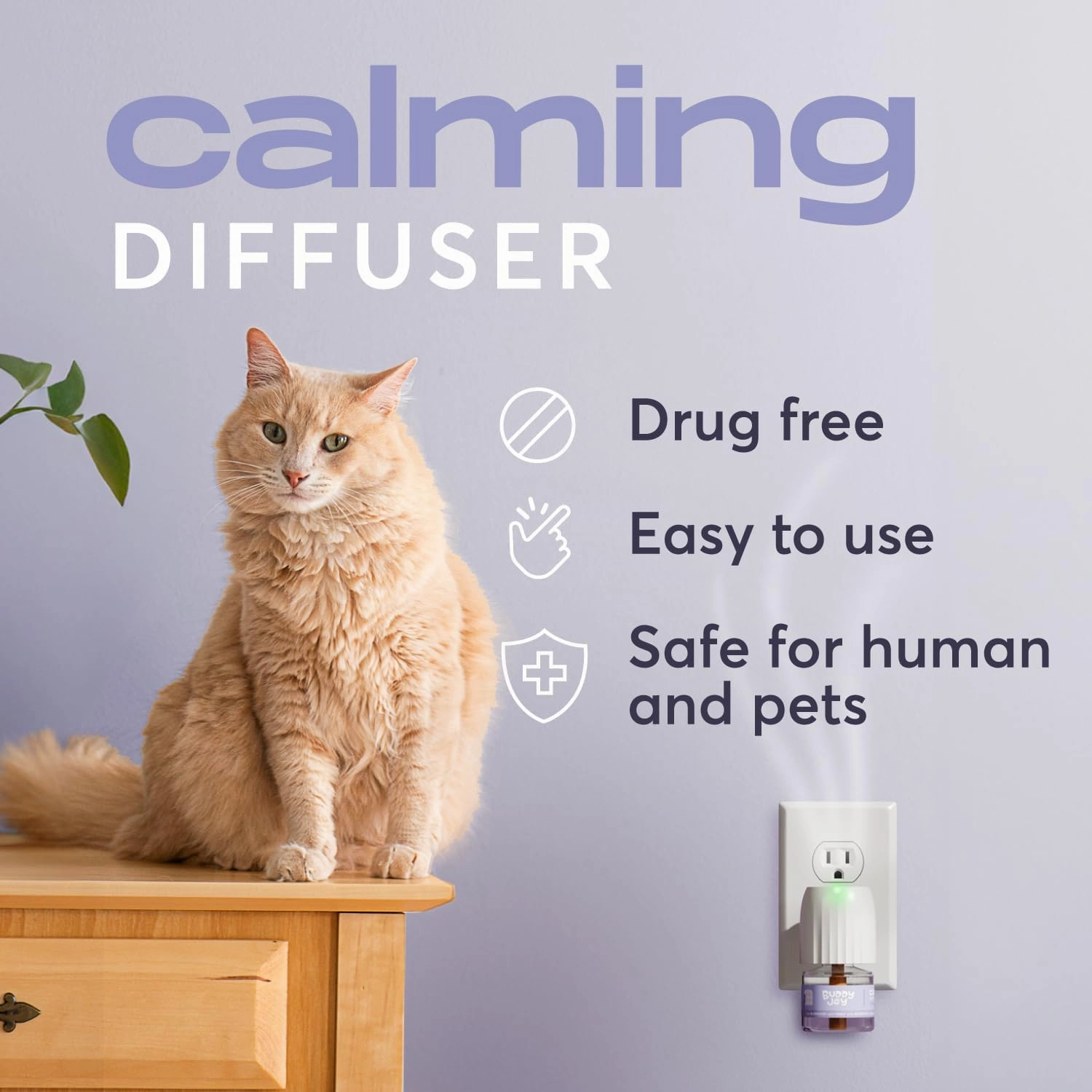 Cat Calming Diffuser Refills – Long-Lasting 30-Day Formula with Pheromones for Stress Relief, Relaxation, and Anxiety Reduction in Cats Easy to Use – (2 Diffusers   2 Refills)