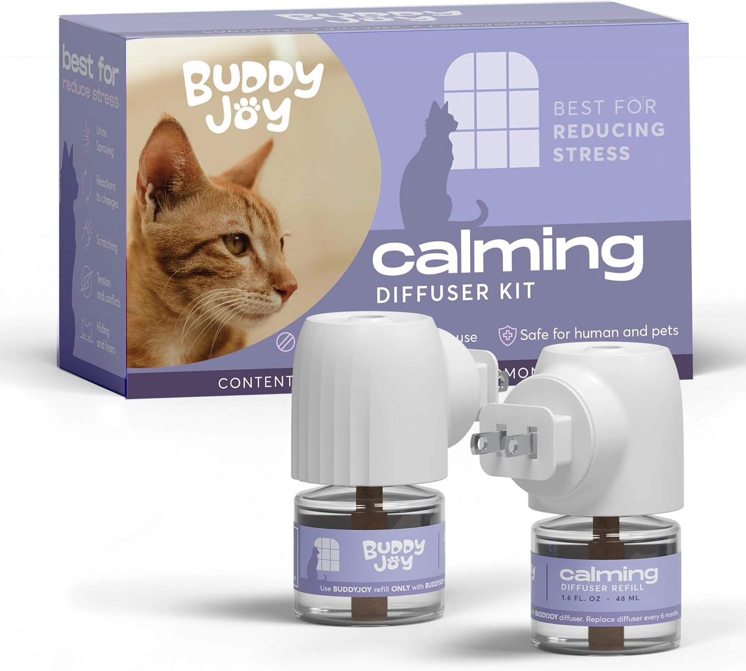 Cat Calming Diffuser Refills – Long-Lasting 30-Day Formula with Pheromones for Stress Relief, Relaxation, and Anxiety Reduction in Cats Easy to Use – (2 Diffusers   2 Refills)