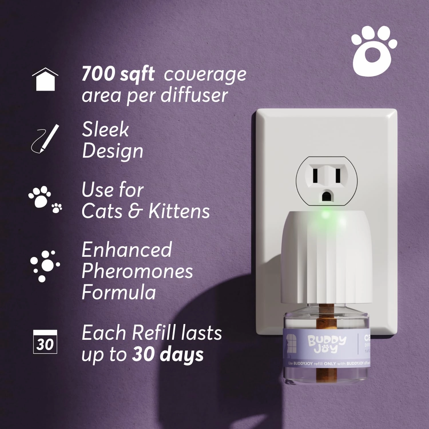 Cat Calming Diffuser Refills – Long-Lasting 30-Day Formula with Pheromones for Stress Relief, Relaxation, and Anxiety Reduction in Cats Easy to Use – (2 Diffusers   2 Refills)