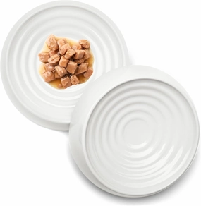 CatGuru Cat Bowls, Whisker Friendly Cat Food Bowl for Indoor Cats, Reliefs Whisker Fatigue, Wide Pet Bowl, Non Slip Pet Feeding Bowls, Shallow Kitten Dish (Set of 2, Marshmallow)
