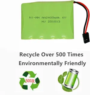 CBB 6V 2400mAh NiMH Receiver Battery Pack with Hitec Connectors Rechargeable AA Battery Pack for Receiver RC Helicopters RC Toys 2 Pack