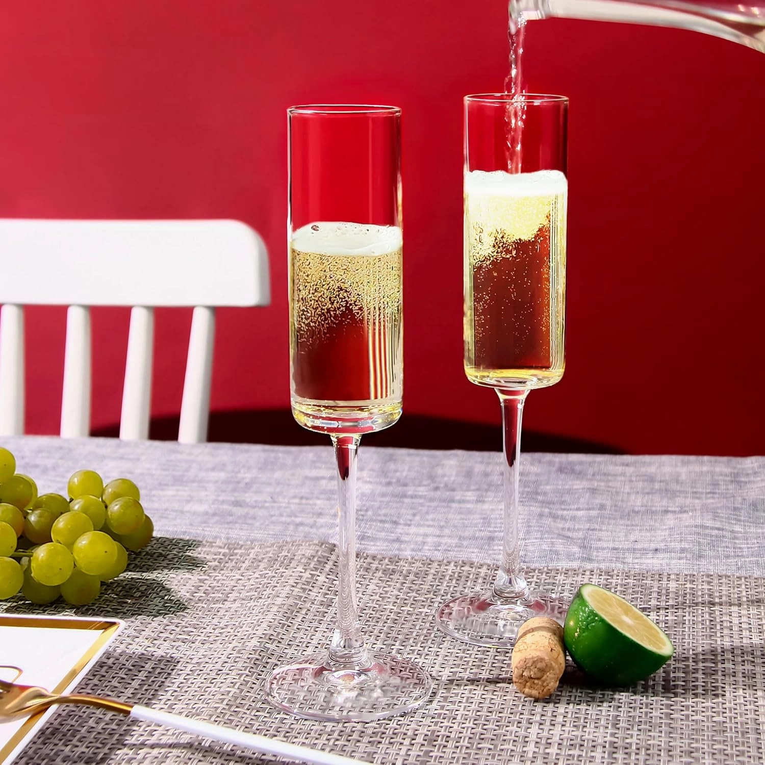 Champagne Flutes Set of 12, 6oz Classic Champagne Glasses, Sparkling Wine Glass, Stemmed Champagne Flutes for Party, Wedding and Home - Clear
