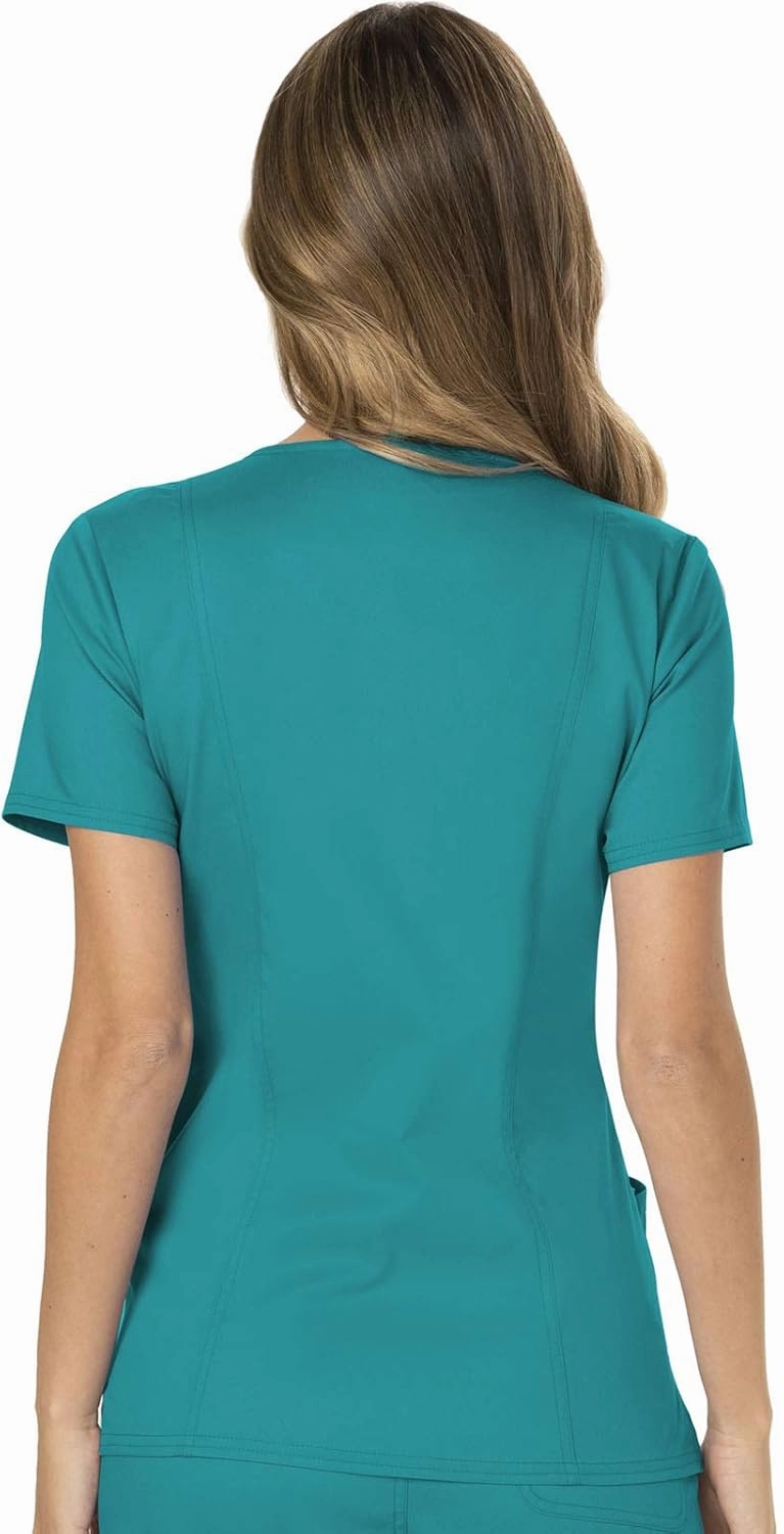 Cherokee Scrub Set For Women, Modern Classic Fit Mock Wrap Top WW610 With Mid Rise, Straight Leg Pant WW110
