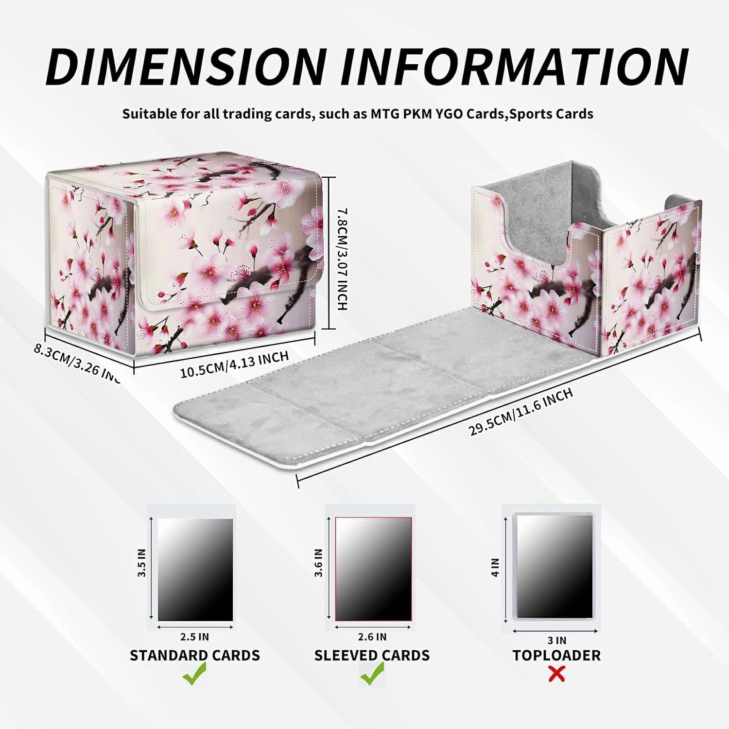 Cherry Blossom Theme Turtle Theme Card Deck Box Trading Cards with Strong Magnet Commander Deck Box Storage Magic Premium Case Cover for TCG CCG Magic Cards