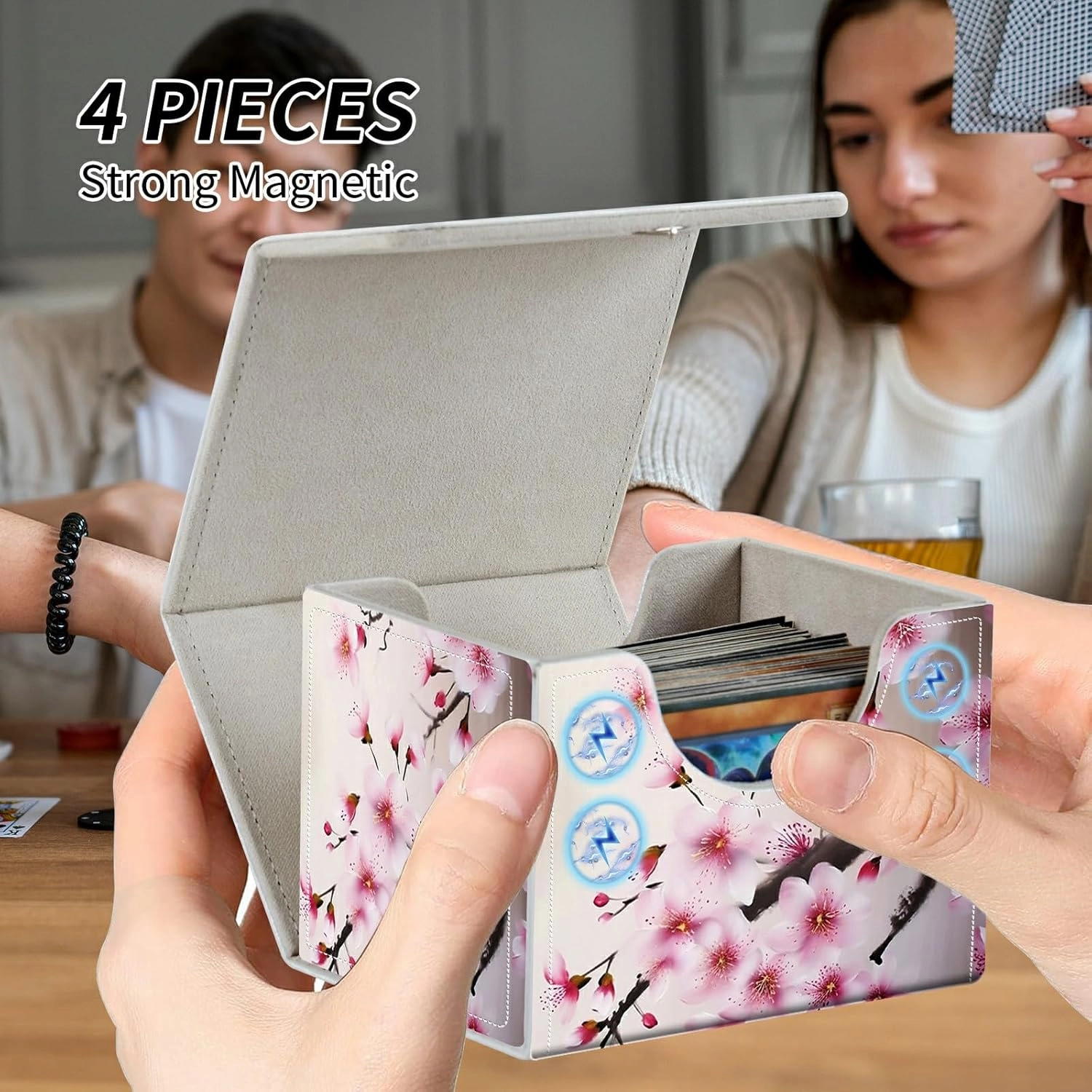 Cherry Blossom Theme Turtle Theme Card Deck Box Trading Cards with Strong Magnet Commander Deck Box Storage Magic Premium Case Cover for TCG CCG Magic Cards