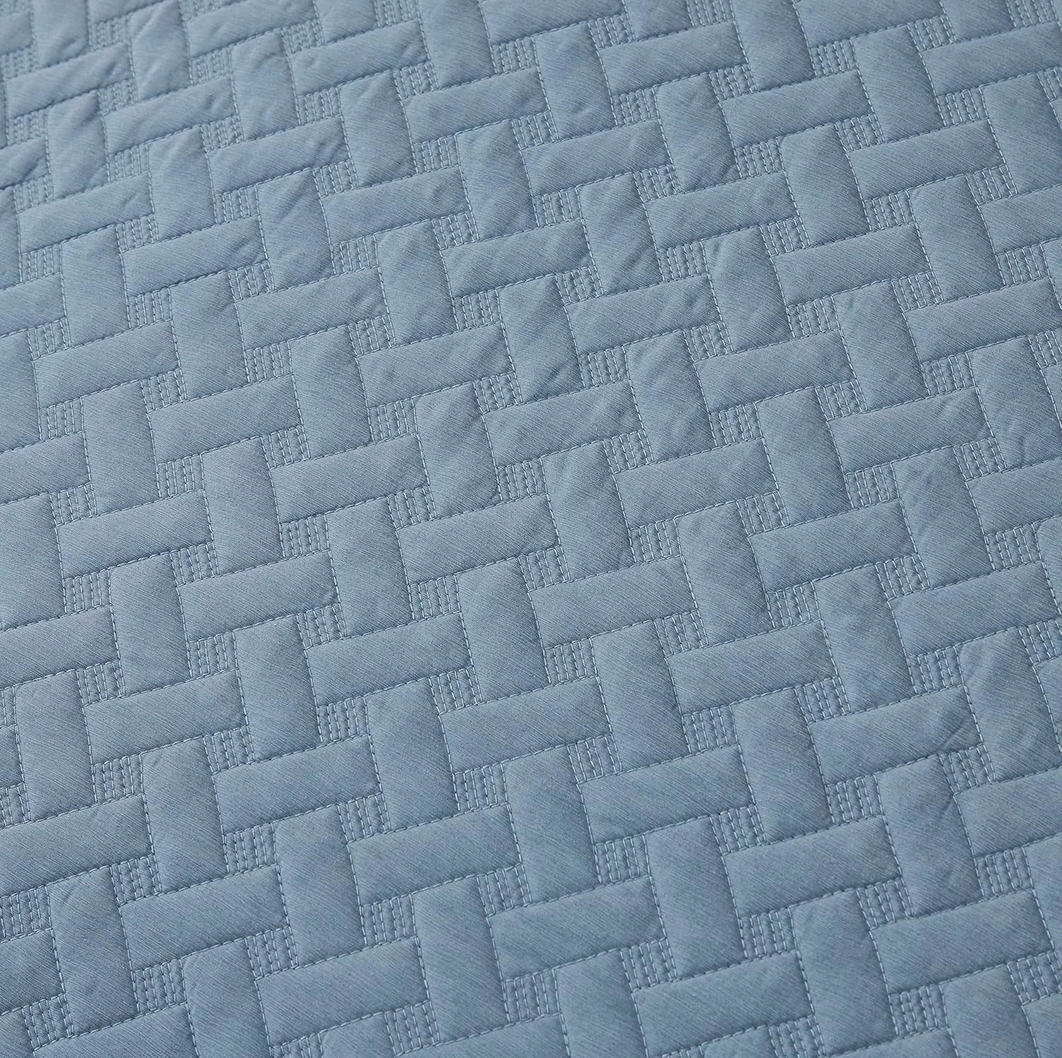 Chezmoi Collection Randall 3-Piece Soft Cooling Blend of Rayon Derived from Bamboo & Polyester Quilt Bedspread Basketweave Quilted Coverlet Set (King, Blue)