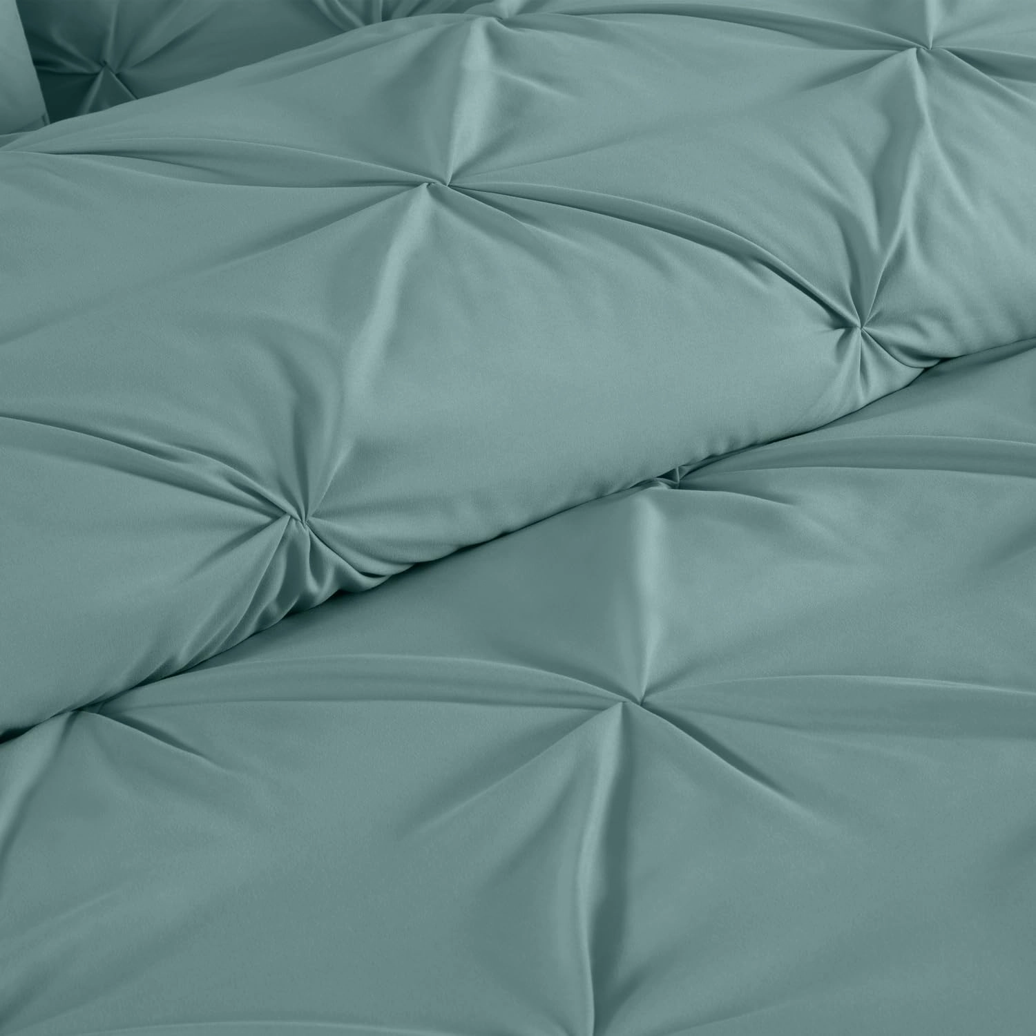 Chezmoi Collection Sydney 7-Piece Pinch Pleat Pintuck Bedding Comforter Set (King, Spa Blue)