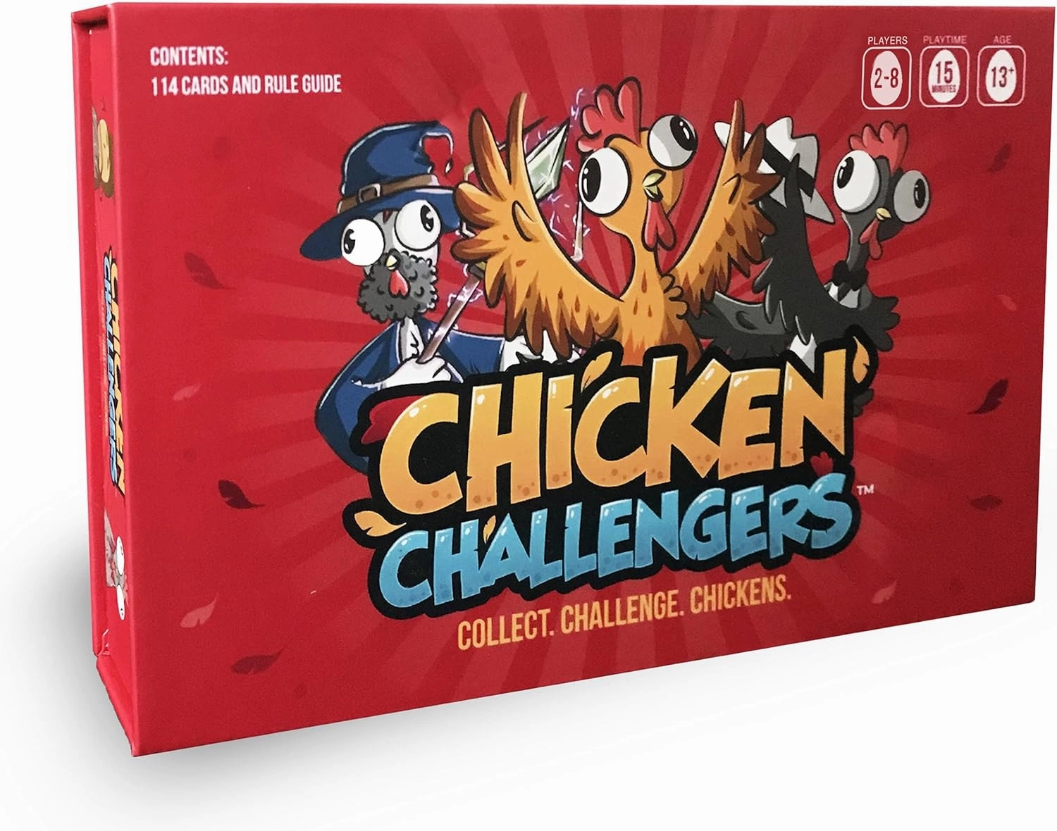 Chicken Challengers Card Game, Hilarious Games for Adults & Teens, New and Strategic Games for Adults and Family Game Night, 2-8 Players, Ages 13 , Travel-Friendly, 114 Cards