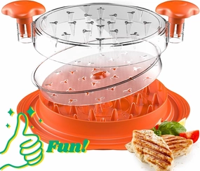 Chicken Shredder with Separate Plate, Large Meat Shredder Tool Twist with Transparent Lid&Brush, Visible Manual Chicken Breast Shredder, Dishwasher Safe, Ergonomic Handle, Easy to Clean (Orange)