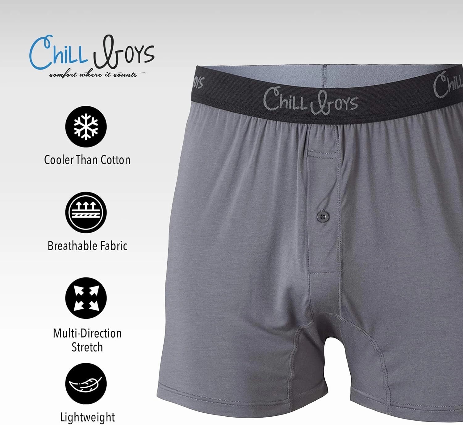 Chill Boys Soft Viscose from Bamboo Boxers for Men - Cool Breathable Comfortable Men's Underwear - 3 Pack Boxer Shorts