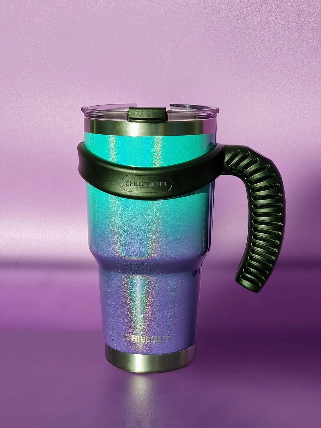 CHILLOUT LIFE Stainless Steel Travel Mug with Handle 30 oz – 6 Piece Set. Tumbler with Handle, Straw, Cleaning Brush & 2 Lids. Double Wall Insulated Large Coffee Mug Bundle