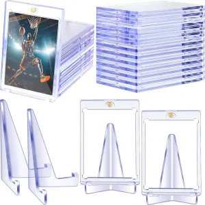 Chinco Magnetic Card Holders with Clear Acrylic Stands 35 Pt Clear Trading Cards Cases Protectors for Sports Baseball Basketball Cases Trading Display(15 Pieces)