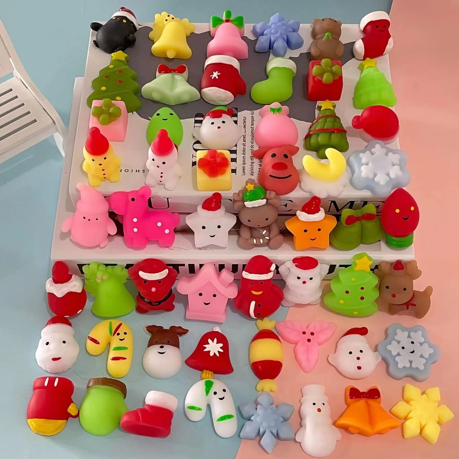 Christmas Party Favors, 120Pcs Squishies Toys for Kids, Mochi Squishy Bulk, Kawaii Mini Squeeze Toys, Goodie Bag Stuffers, Classroom Prizes for Boys Girls(Random)