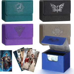 Chunful 5 Pieces Leather Deck Game Card Box 120  Magnetic Deck Case for 100 Plus Playing Sport Trading Card Box Compatible with MTG TCG, 5 Colors