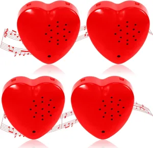 Civaner 4 Pack 60 Seconds Voice Recorder for Stuffed Animal Heart Red Push Button Heart Shaped Sound Recorder Recordable Device for Toy Plush Bear Doll Voice Message Recording