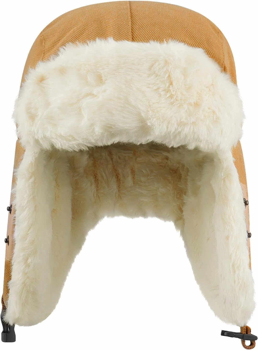 Clakllie Faux Fur Trapper Hat Warm Eskimo Hat Russian Trooper Hats Unisex Earflaps Hat with Chin Strap Winter Snow Cap