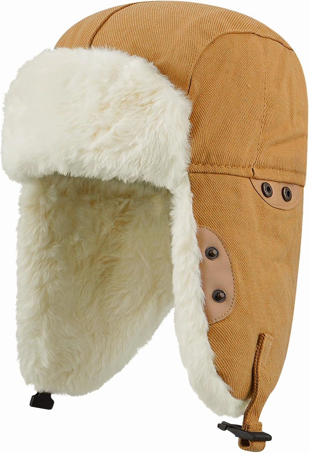 Clakllie Faux Fur Trapper Hat Warm Eskimo Hat Russian Trooper Hats Unisex Earflaps Hat with Chin Strap Winter Snow Cap
