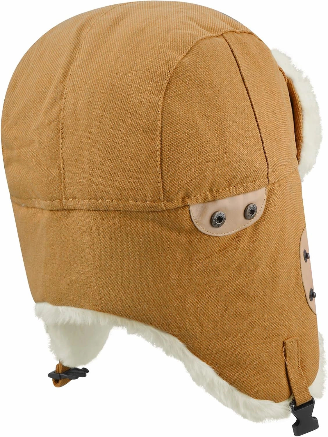 Clakllie Faux Fur Trapper Hat Warm Eskimo Hat Russian Trooper Hats Unisex Earflaps Hat with Chin Strap Winter Snow Cap