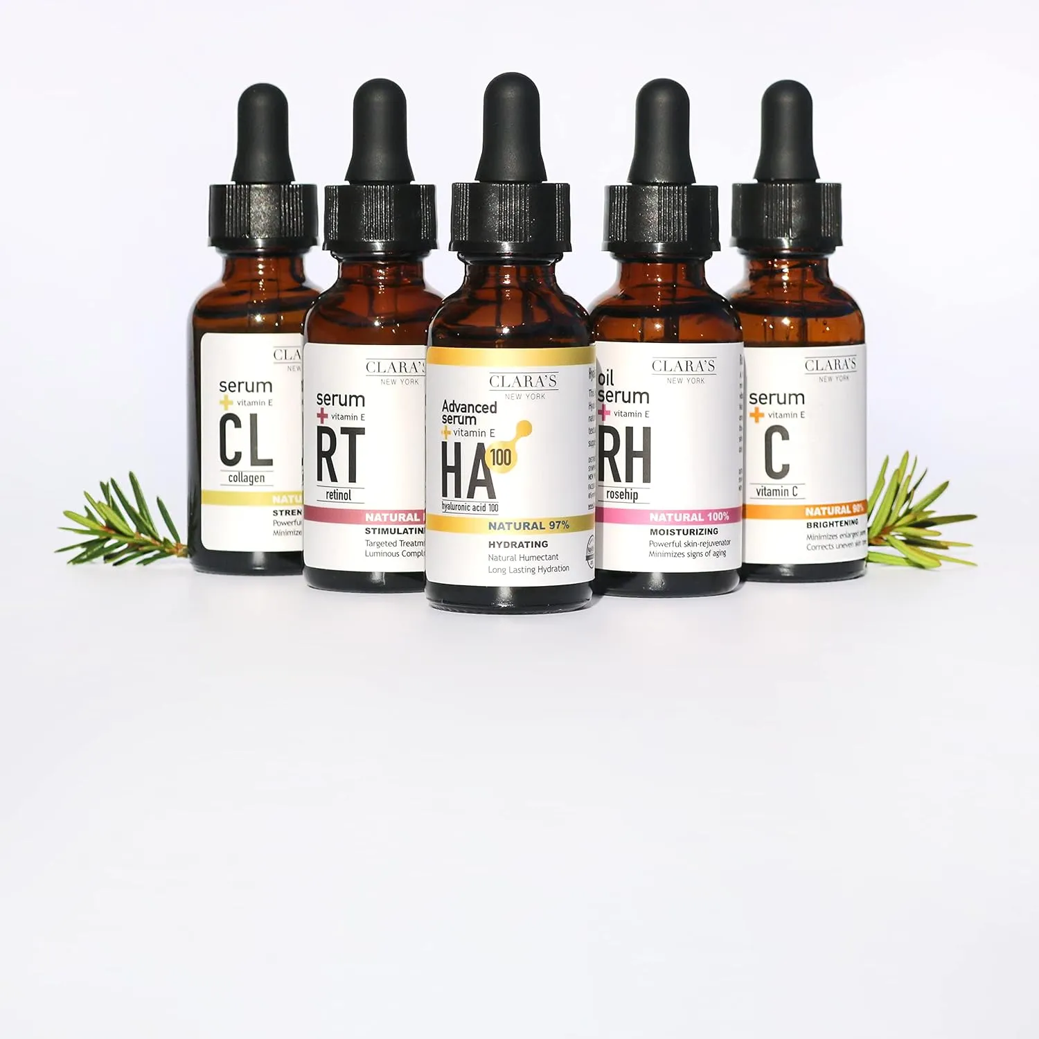 CLARA'S NEW YORK 100 Pure Advanced Hyaluronic Acid Facial Serum 30ml with Vitamin E for Plumping, Anti Aging and Intense Hydration, Moisturized Skin - Made in USA 30ml (1Fl/Oz)