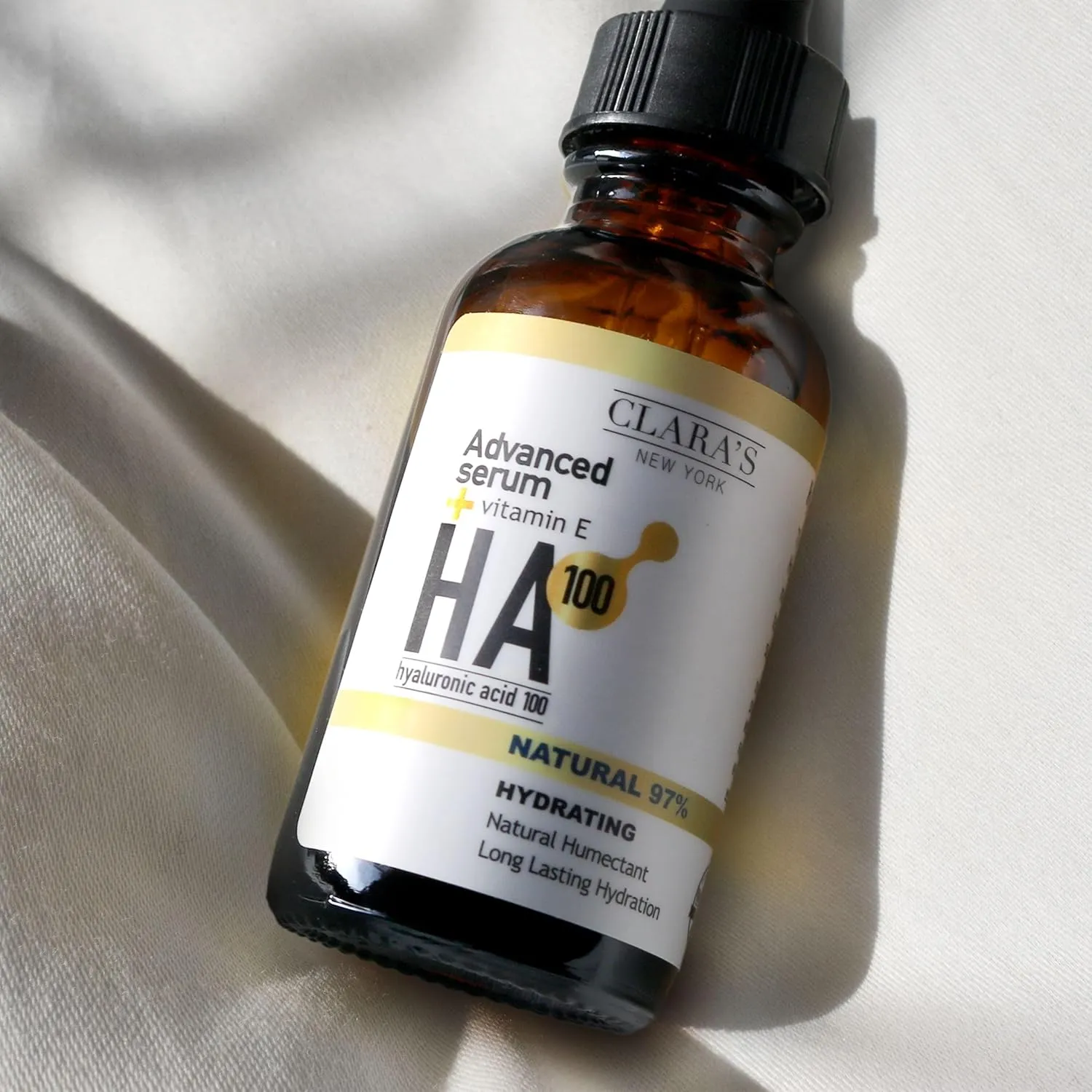 CLARA'S NEW YORK 100 Pure Advanced Hyaluronic Acid Facial Serum 30ml with Vitamin E for Plumping, Anti Aging and Intense Hydration, Moisturized Skin - Made in USA 30ml (1Fl/Oz)