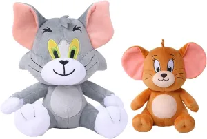 Classic Cartoon Cat and Mouse Plush Toy Set - 11.8in Cat & 7.8in Mouse Stuffed Animals, Cute Cartoon Plushies for Birthday Party Decorations, Gifts, and Home Decor