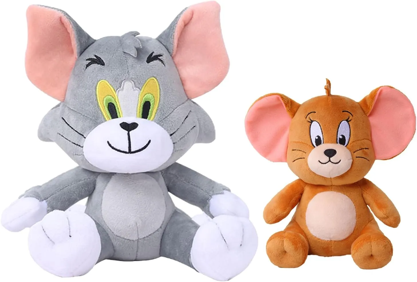 Classic Cartoon Cat and Mouse Plush Toy Set - 11.8in Cat & 7.8in Mouse Stuffed Animals, Cute Cartoon Plushies for Birthday Party Decorations, Gifts, and Home Decor